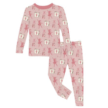 Print Long Sleeve Pajama Set in Baby Rose Ballet Dancers
