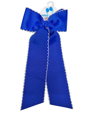 Electric Blue w/ White King Moonstitch Longtail Bow