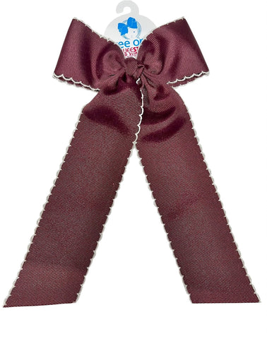 Burgundy w/ White King Moonstitch Longtail Bow