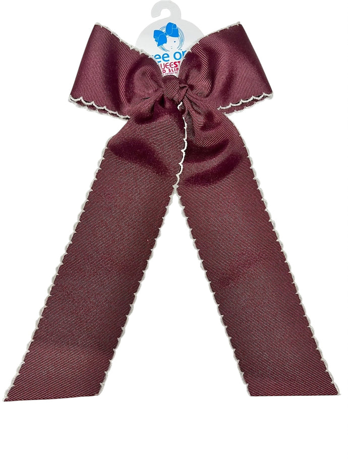 Burgundy w/ White King Moonstitch Longtail Bow