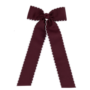 Medium Moonstitch Longtail Bow Burgundy w/white