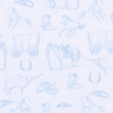Wild West Toile Short Sleeve Boy Bubble - Light Blue