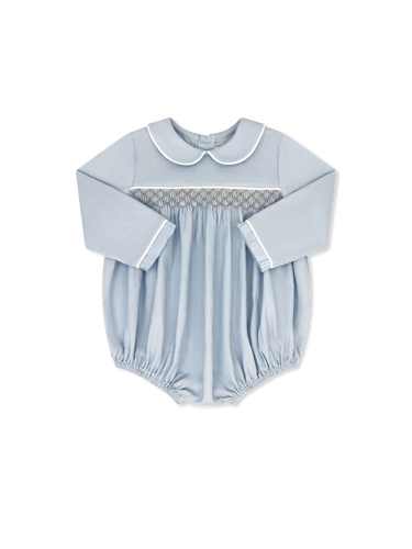 Windsor Bubble Blue Corduroy with Khaki Smocking