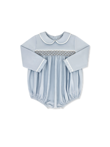 Windsor Bubble Blue Corduroy with Khaki Smocking