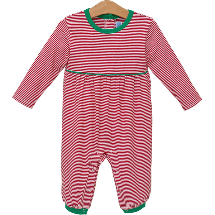 Bennett Romper- Red Stripe/Green