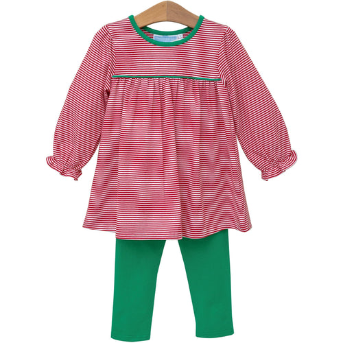 Ellie Pants Set- Red Stripe/Green