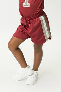 Maroon and Silver Sequin Shorts