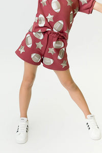 Maroon and Silver Football Shorts