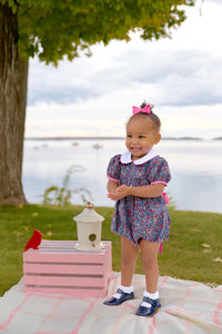 Cindy Lou Sash Bubble Fairfax Farm Floral with Worth Avenue White & Hamptons Hot Pink