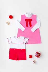 Jilly Jumper (Velveteen) Hamptons Hot Pink with Richmond Red