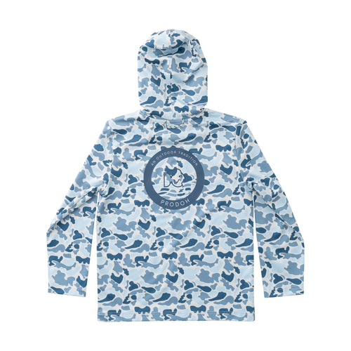 Pro Performance Hoodie Fishing Tee Blue Camo
