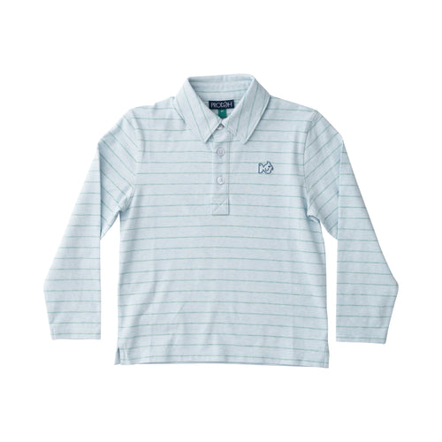 Boys Long Sleeve Too Cool for School Polo Blue Stripe