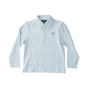 Boys Long Sleeve Too Cool for School Polo Blue Stripe