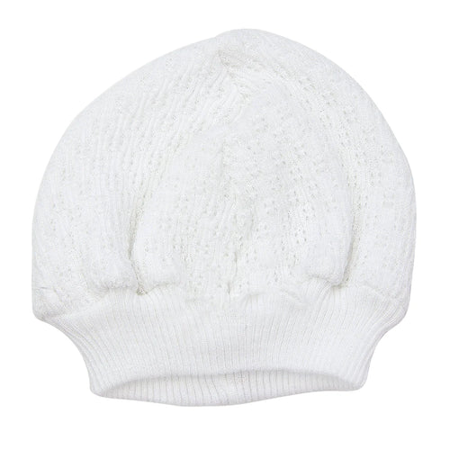 White/White Beanie Cap w/ NO Bow #105X