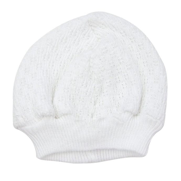 White/White Beanie Cap w/ NO Bow #105X