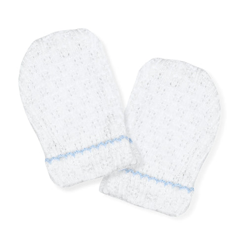 White/Blue Paty Knit Mittens #188