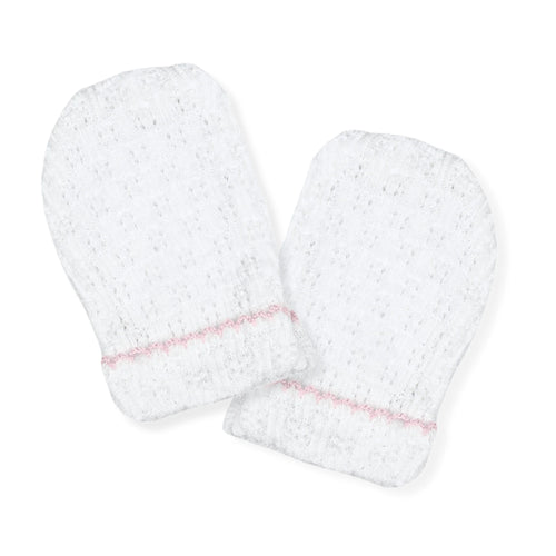 White/Pink Paty Knit Mittens #188