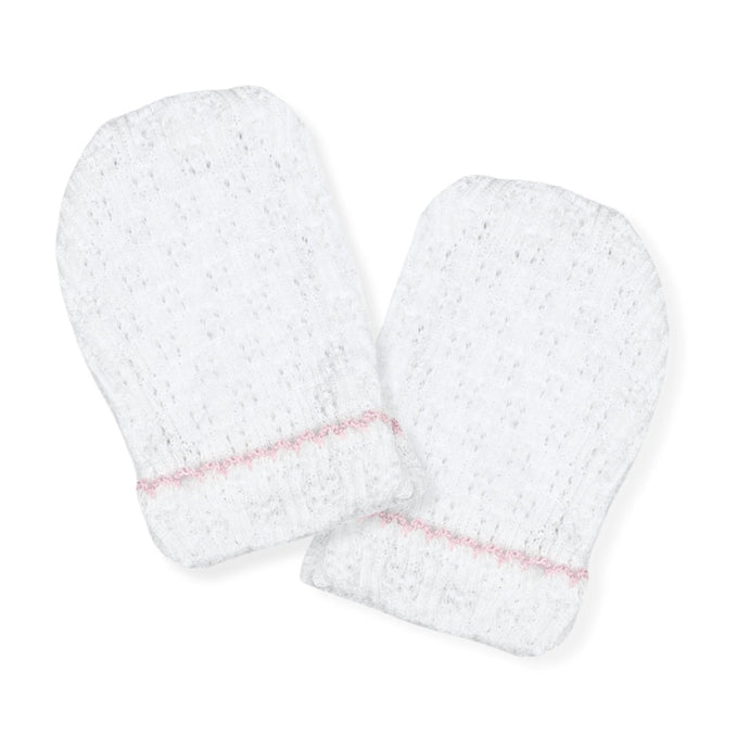 White/Pink Paty Knit Mittens #188
