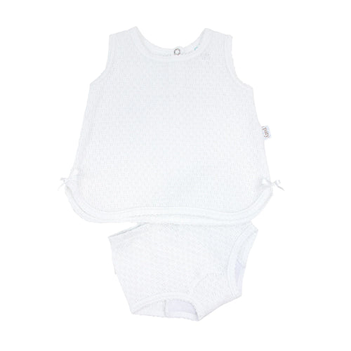White Sleeveless Top w/ Diaper Cover #136