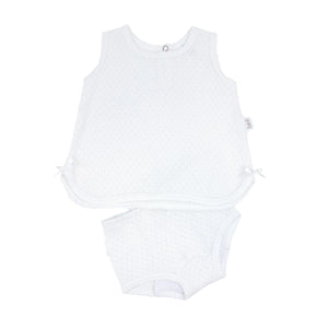 White Sleeveless Top w/ Diaper Cover #136