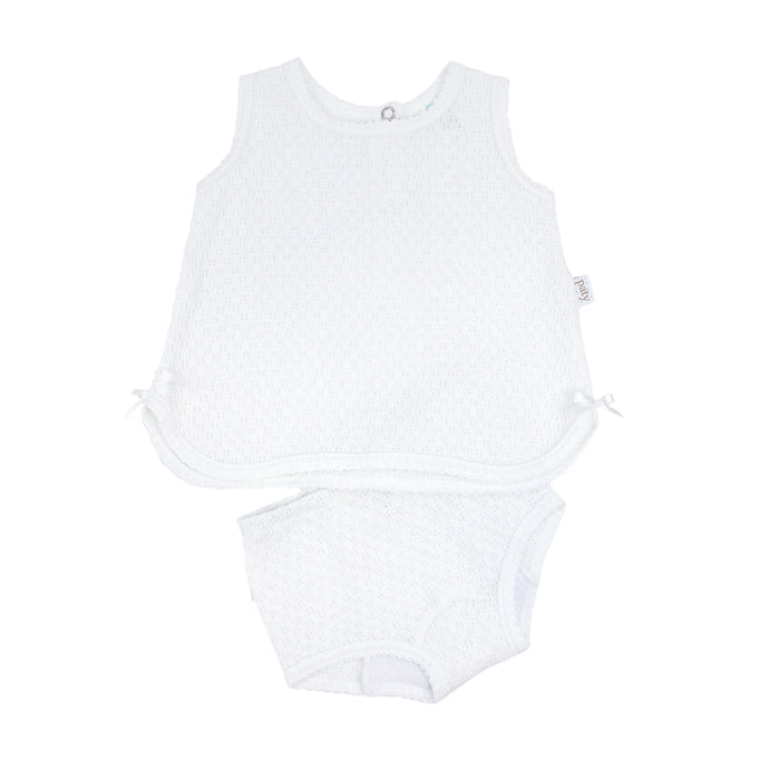 White Sleeveless Top w/ Diaper Cover #136