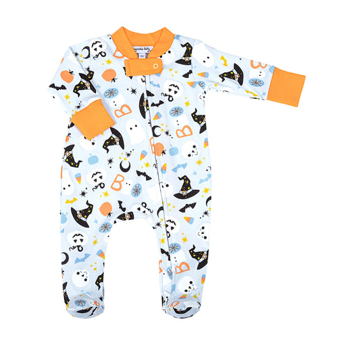 A Little Bit Batty Printed Zipper Pajama, Blue Size 18M