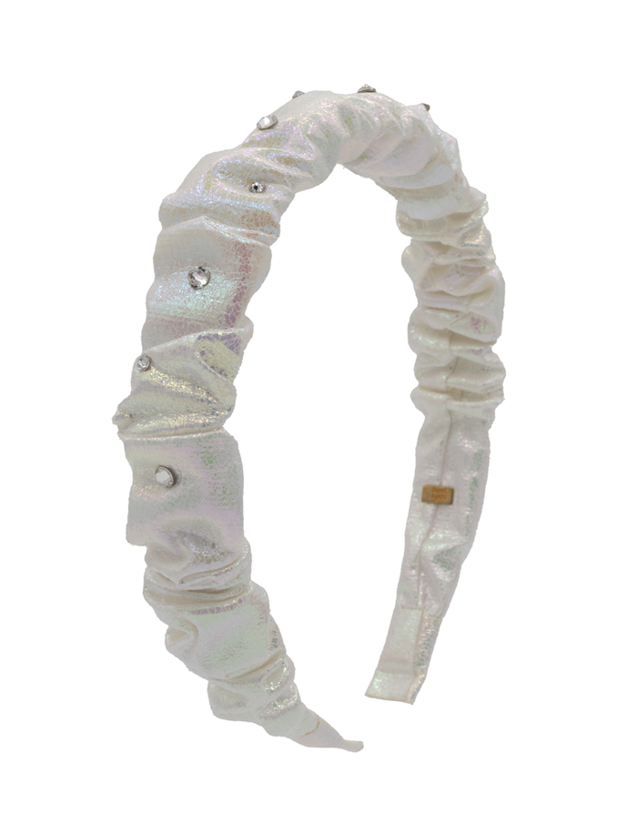 CRYSTALLIZED SHIMMER CRINKLE HEADBAND white