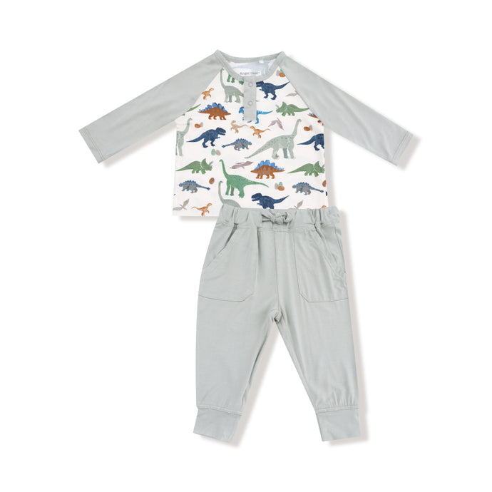 Washy Dinos Long Sleeve Raglan Henley + Jogger