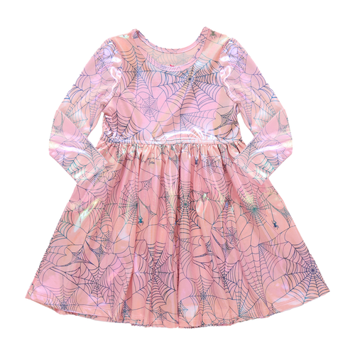 Girls Lame Steph Dress Pink Spider Web