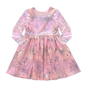 Girls Lame Steph Dress Pink Spider Web
