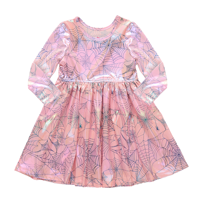 Girls Lame Steph Dress Pink Spider Web