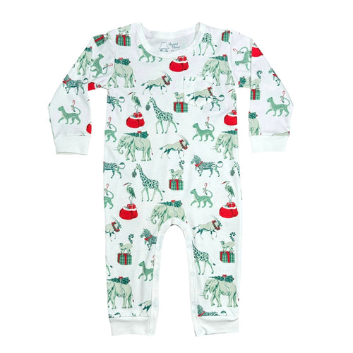 Christmas Safari, Boys Long Sleeve Romper