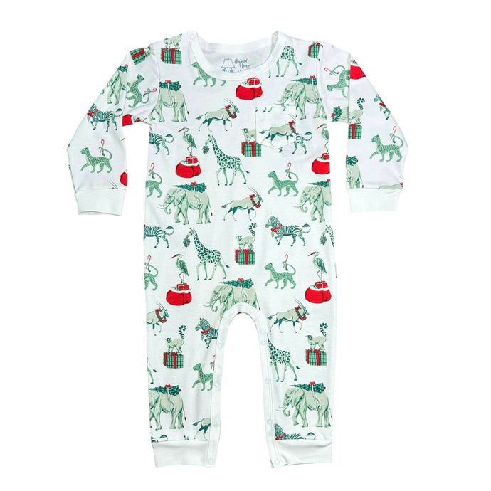 Christmas Safari, Boys Long Sleeve Romper