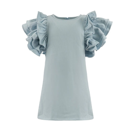 Blue Ruffle Denim Dress