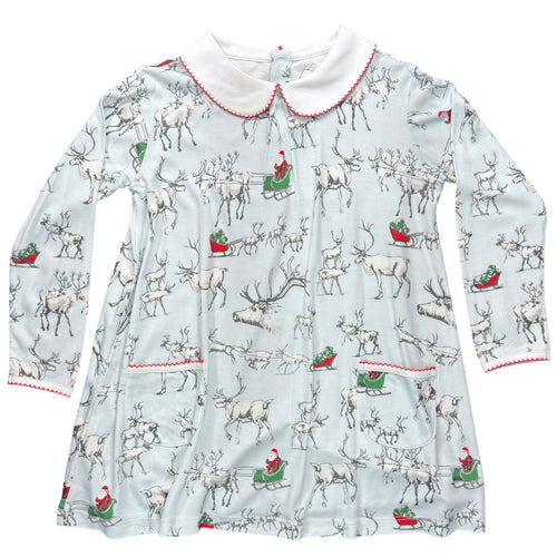 Reindeer in Training, Twirling Pocket Dress Long Sleeve
