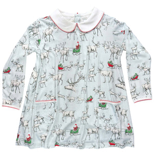Reindeer in Training, Twirling Pocket Dress Long Sleeve