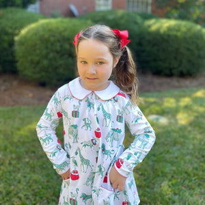 Christmas Safari, Twirling Pocket Dress Long Sleeve