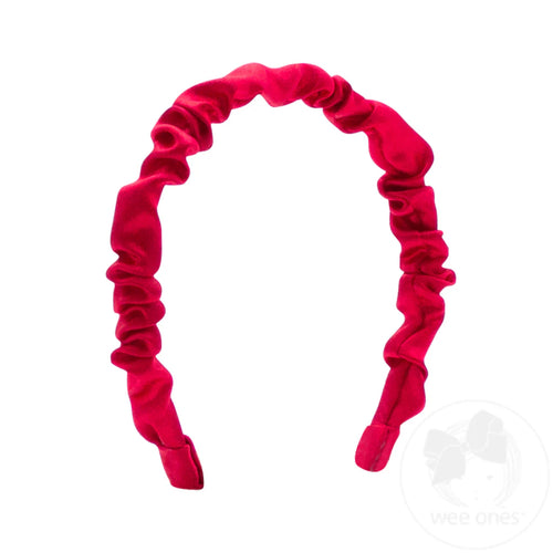 Red Crepe Satin Ruffled Headband