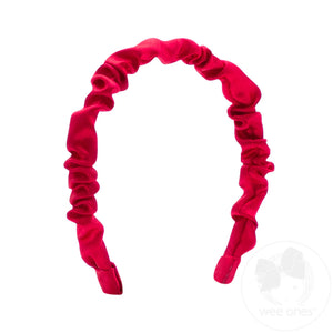 Red Crepe Satin Ruffled Headband