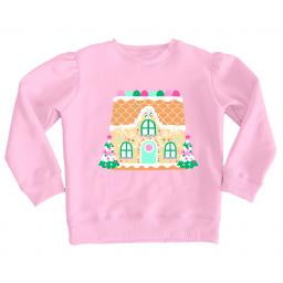 Ginger Bread House in Sequin on Pink Holly Christmas