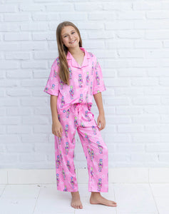 Kids Silky Nutcracker, Pink(Short Sleeve w/ Pants)