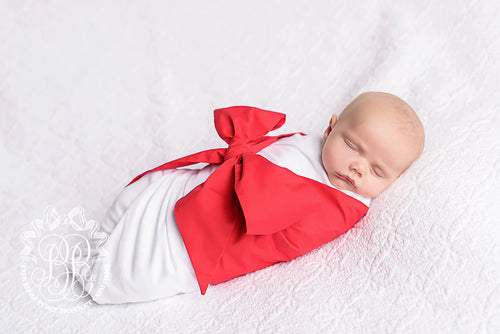 Bow Swaddle Broadcloth with Richmod Red