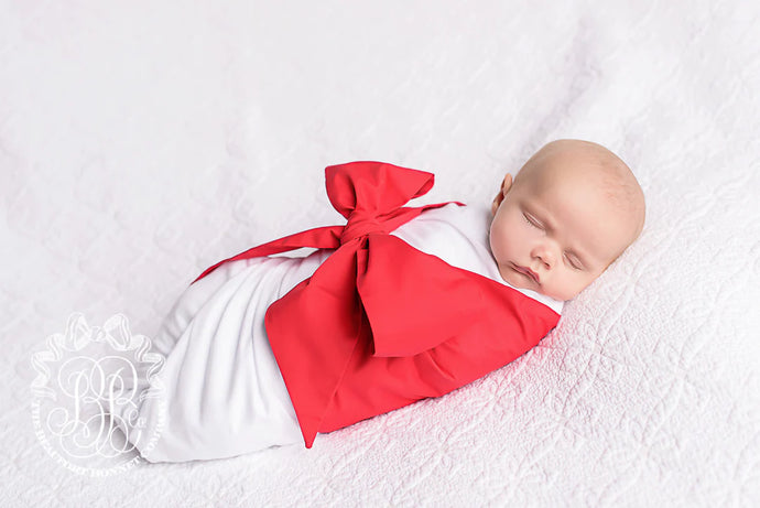 Bow Swaddle Broadcloth with Richmod Red