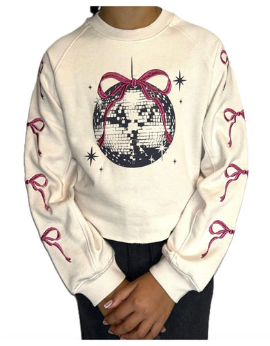 Bows & Disco Ball Embroidery Sweatshirt