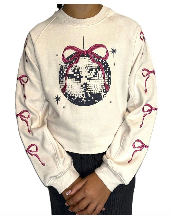 Bows & Disco Ball Embroidery Sweatshirt