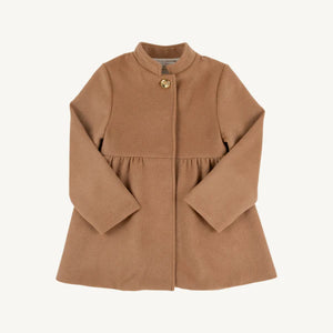 Penelope Peacoat Cape Elizabeth Camel with Palmetto Pearl & Brass Buttons
