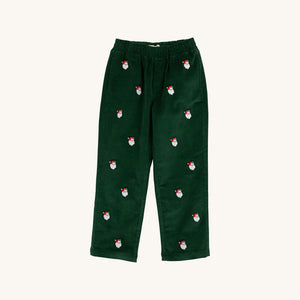 Critter Sheffield Pants (Corduroy) Grier Green with Nantucket Navy Stork & Santa Embroidery