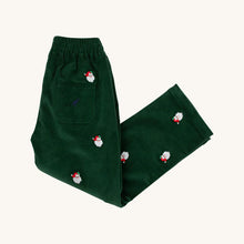Critter Sheffield Pants (Corduroy) Grier Green with Nantucket Navy Stork & Santa Embroidery