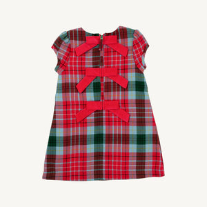 Betts Bow Dress Wilson Pier Plaid with Richmond Red Bows