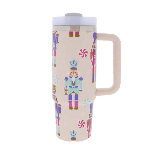 Whimsy Nutcracker 30 Oz. Tumbler With Straw and Handle